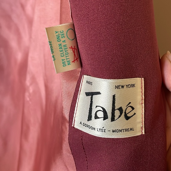 VINTAGE Tabe Montreal trench blazer spring jacket coat mauve wine - Picture 2 of 5